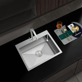 TSIBOMU 22" Kitchen Sink Drop in, 22" x 18" Single Bowl Sink Topmount 18 Gauge Stainless Steel Kitchen Sink (Brushed)