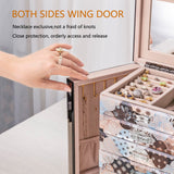 Homruilink High End Glass Jewelry Box for Women, 5 Layer, Geometric Floral