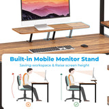 Computer Desk 58 inch with Monitor Stand, Reversible Home Office Desk with Printer Shelf |  Brown GreenForest