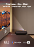 Yaber K300s Ultra Short Throw Projector, 4K Support Triple Laser Projector, 100" Image at 9", Dolby Vision, 150% NTSC, Google TV, 30W JBL Speaker, for Home Theater Gaming