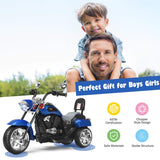 Costzon Kids Motorcycle, 6V Battery Powered Ride on Chopper Motorcycle w/Horn, Headlight, 3-Wheel Stable Ride on Toys, Electric Toddler Motorcycle for Kids, Gift for Boys Girls (Blue)