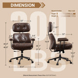 Ergonomic Office Chair Faux Leather Swivel Desk Chair for Home Office,Coffee