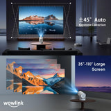 [Built-in Apps & 2026 Upgraded] Mini Projector with WiFi 6 and Bluetooth 5.4 Support 4K 1080P Auto Keystone 180° Rotatable Projector Portable Compatibile with HDMI/TV Stick/Memory Stick/Laptop, White