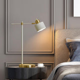 Modern Industrial Desk Lamp for Reading LED 22.2“ Metal Table Lamp Light for Office Bedroom Study Room Living Room (White, Bulb Included) OYEARS