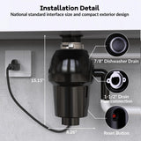 Garbage Disposal, 1 Hp Continuous Feed Food Waste Disposer with Air Switch, Compact Stainless Steel Food Waste Disposer, Food Waste Grinding System for Under Kitchen Sink, Black