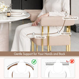 Hyfirm Velvet Dining Chairs Set of 6, Khaki Upholstered Barrel Armchairs with Gold Metal Legs for Kitchen Island
