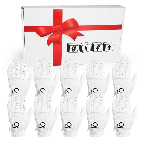 VEASAERS Golf Gloves Men Value 10 Pack Left Hand for Right Handed Golfer, Men's Glove (10Pack White, Medium(Worn On Left Hand))