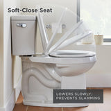 Gerber Soft-Close Elongated Toilet Seat with Two Button Quick-Release, Top-Mount Installation, Non-Slip Bumpers, and Cover, Heavy-Duty Plastic, White, GC550130