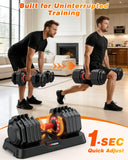 XDDIAS Adjustable Dumbbell Set of 2, 25/55/80LB Dumbbell Set-Fast Adjust Weights Set, 5/10/16 in 1 Free Weights Dumbbells Set with Anti-Slip Metal Handle, Compact Size (10-Gears-55LB)