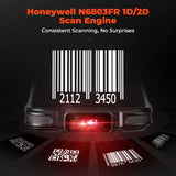 MUNBYN Far-Range Distances Bar Code Scanner, Android 13 WiFi-6 Handheld Mobile Scanner with Handle Grip, Featuring Honeywell N6803FR Engine, 5.5" BT GPS 1D/2D/QR, Long-Distance Scanning Needs