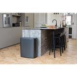 Brabantia Bo Touch Top Kitchen Trash Can with Single Compartment | Confident Gray | 16 Gal Inner Bucket | Soft-Close Garbage Can, Light Touch Opening, Stay-Open Lid | Fits Against Wall | + Trash Bags