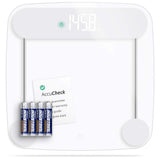 Greater Goods AccuCheck Digital Scale for Body Weight - Accurate Digital Bathroom Scale with High-Precision Sensors, Large Easy-to-Read Backlit Display, 400 lb Capacity, Auto Step-On (Clear)