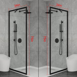 GDGZQD 34" X 75" Shower Door Clear Tempered Glass Framed Shower Screen Walk-in Black Finish, Shower Screen Walk-in Black Finish