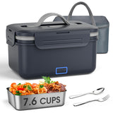 Akhia 7.6 Cups Cordless Electric Lunch Box for Adults, 8000mAh Rechargeable Lunch Box with Automatic Heating, Gray Cordless Heated Lunch Box for Office/Outdoor/Truck Gifts Fathers Day for Dad Husband