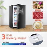 Black Upright freezer 3.5 Cu.ft, Compact Mini Freezer with Stainless Steel Reversible Door, 3 Adjustable Thermostat(23°F to -13°F)