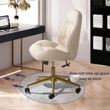 Modern Armless Office Chair with Wheels, Adjustable Height 33-36.6in, 360° Swivel PU Leather Desk Chair, Stylish Home & Office Furniture, Ergonomic Design for Comfort
