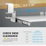 AX WABER Keyboard Tray Under Desk Pull Out with Extra Sturdy C Clamp Mount System, 27.3 (32.5 inch Including Clamps) x 11 Inch Slide-Out Platform Computer Drawer for Typing White AX01WW01