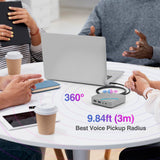 USB C Speakerphone Hub 360° Omnidirectional Sound Conference Microphone PD 85W Charging, 5Gbps Data Speed AVLT