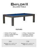 Legacy - Baylor Ⅱ Slate Pool Table W/Premium Billiards Accessories （8FT, Shade Finish）