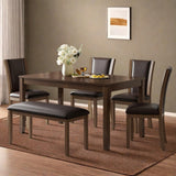 6 Piece Dining Table Set, Counter Height Kitchen Sets, Walnut