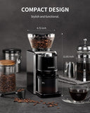 KIDISLE Conical Burr Coffee Grinder, Electric Coffee Bean Grinder for Precise Grinding, 35 Settings, 2–12 Cup Selector, Anti-Static Design for Home Use, Black