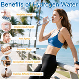 Hydrogen Water Bottle Generator - Portable Hydrogen Water Ionizer Machine SPE PEM Tech, Rechargeable Hydrogen Rich Water Glass Bottle for Home Gym Office and Travel Hydrogen Bottle