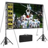 VntB 100 inch Projector sreen and Stand, Outdoor Indoor Projector Screen16:9 Foldable Portable Projector Screens for Movie Night Support Double Sided Projection