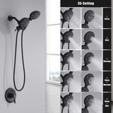 FROPO Black Shower Faucet Set with Tub Spout - Tub and Shower Faucet Combo| Dual 2 in 1 Shower System with Handheld Showerhead 3-way Water Diverter Shower Trim Kit(Pressure Balancing Valve Included)