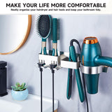 Oukimly Hairdryer Holder Wall Mounted Hair Straightener Holder, Blow Dryer Holder, Metal Hair Tool Organizer for Straighteners, Hair Dryer, Brush, Curling Iron (Silver)