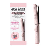 L'ANGE HAIR Le Duo Grande 360° Airflow 2 in 1 Straightener and Curler | 1 Inch Curling Wand & Titanium Flat Iron with 5.3" Plates | Hair Straightener & Curler for Long Hair (Blush)