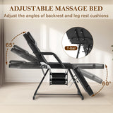 KIIUMI Tattoo Chair for Client, Facial Bed Esthetician Massage Headrest Table with Rolling Stool, Split Legs Design, Professional Beauty Lash Bed for Salon Spa Barber Massage Equipment, Black