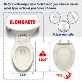 Ccbello ELONGATED toilet seat risers for seniors, Slow Close, Elevated toilet seat, Heavy Duty, Never Loosen, Raised toilet seat elongated bowl, Almond/Bone(18.5”)