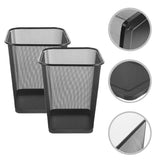 2pcs Black Metal Mesh Wastebasket for Bathroom Office Paper Trash Bin