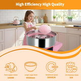Electric Cotton Candy Machine with Rolling Cart, 1000W Candy Floss Maker Featuring 20.5" Stainless Steel Bowl, Adjustable Temperature, Drawer Design, for Parties and Events, Pink