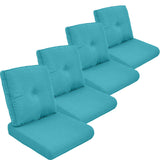 moosprr Outdoor Cushion Set of 4, Waterproof Outdoor Seat Cushions 25x22, Patio Chair Cushions for Outdoor Furniture, Couch Cushion Replacement, Include 4 Back & 4 Seat Cushions, Cyan Blue