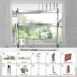 Shrivee Over The Sink Dish Drainer Drying Rack, Full Stainless Steel 3-Tier Adjustable Length Over Sink Dish Drying Rack, Large Capacity Dish Rack Over Sink for Kitchen Counter, Pots & Pans Rack