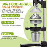 Cast Iron Juicer,nManual Juicer Hand Press, Professional Citrus Juicer, with Stainless Steel Cup, Easy to Use & Clean (Black)
