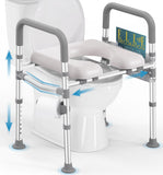 HOMLAND Raised Toilet Seat with Handles, 400 LBS Toilet Seat Risers for Seniors with Dual-Crossbar Support, Adjustable Height & Width Handicap Elevated Toilet Riser Fit Any Toilet, Gray