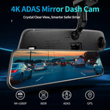 KCV 4K Mirror Dash Cam for Ford Mustang 2015-2023, Front 4K + Rear 1080P Camera, Integrated Replacement OEM Look, Plug & Play, Includes Free 64GB Card