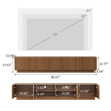 86.61" Mid-Century Modern TV Stand for TVs up to 85", Walnut Entertainment Console with Large Storage, Sturdy Media Cabinet for Living Room & Bedroom