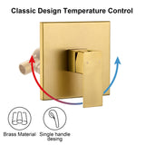 BRAVEBAR Brushed Gold Shower Faucet Set - Gold Tub and Shower Faucets Set with 8-Inch Rain Shower Head and Tub Spout, Single-Handle Bathtub and Shower Trim Kit Valve Included