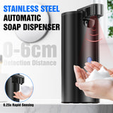 Fantictas Automatic Foaming Soap Dispenser Touchless, Stainless Steel 11.5 oz 3 Levels Adjustable Hand Soap Dispenser with Rechargeable Sensor Pump for Kitchen & Bathroom Liquid Soap,Black