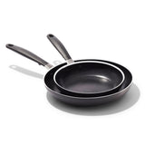OXO Nonstick 8” and 10” Frying Pan Set, PFAS-Free Ceramic Skillets, Dishwasher & Oven Safe, Stay-Cool Silicone Handle