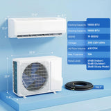 HOMCOM 18000 BTU Mini Split Air Conditioner and Heat Pump, 19 SEER2 230V Energy Efficient Ductless Inverter AC Unit Cools up to 1250 Sq.Ft, Complete Installation Kit