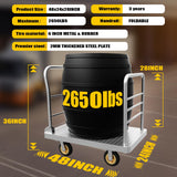 Platform Truck Cart 2650lbs Heavy Duty Flatbed Cart Dolly w/Detachable Rear Guardrail and Swivel Casters