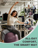 Trideer Yoga Ball Chair with Base for Office Desk, Exercise & Stability Ball Seat, Pilates Ball for Core Training, Pregnancy Ball for Comfort, Back Pain Relief & Active Sitting