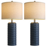 PoKat 27.5'' Tall Table Lamps for Living Room Set of 2, Ceramic Bedroom Lamps for Night Stands, Modern Bedside Lamps for Bedroom Living Room, Nightstand Lamps for Side End Table Hallway, Blue