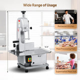 ROVSUN 750W Electric Bone Saw Machine,0.16-7.9Inch Cutting Thickness Frozen Meat Cutter with 6 Saw Blades, Commercial Bandsaw Machine Stainless Steel 18.5 x 12.4 In Table for Chicken Fish Beef