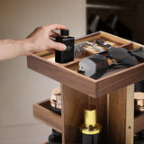 EXIN DECHEN Cologne Organizer for Men,Cologne Stand,3 Tier Wooden Perfume Shelf with Rotate,Desk Organizer,Gift for Dad From Wife,Husband Boyfriend Birthday Gift Ideas,Gifts for Men