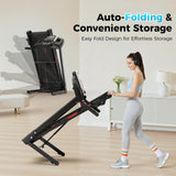 Lastforever 3.5HP Folding Treadmill for Home, 350 lbs Capacity, Portable Treadmills with 3-Level 12% Manual Incline, Bluetooth Speaker, Shock Absorption